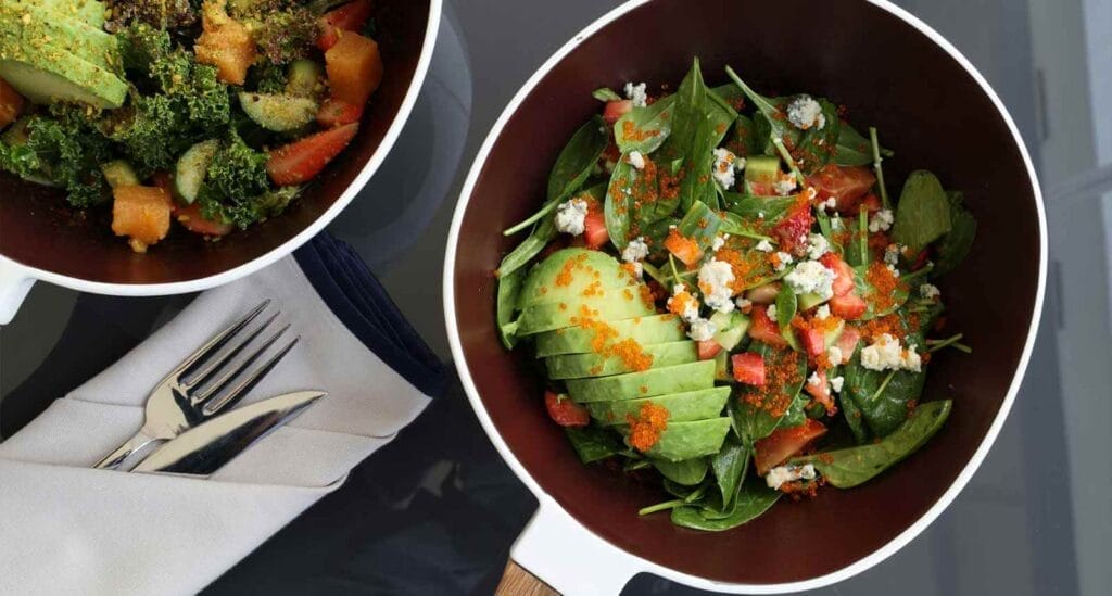 Healthy meal with avocado